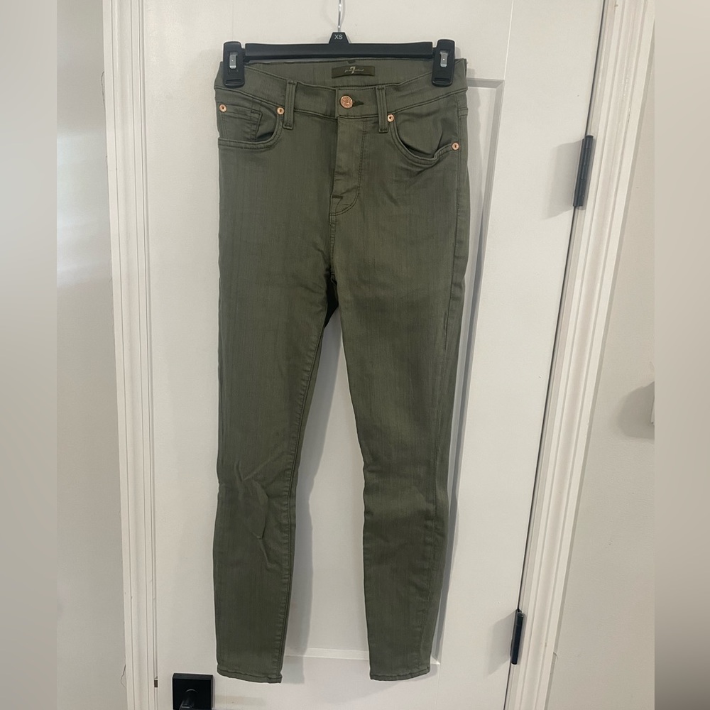 7 For All Mankind Army Green Skinny Jeans